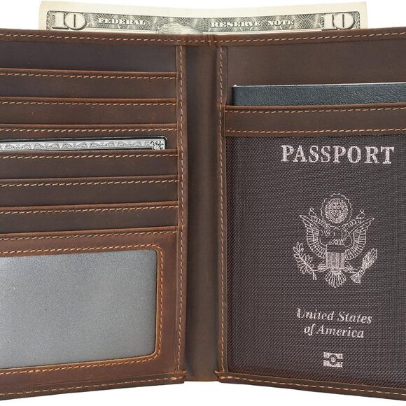Polare Luxury RFID Blocking Leather Passport Holder Travel Wallet For Men and Wo